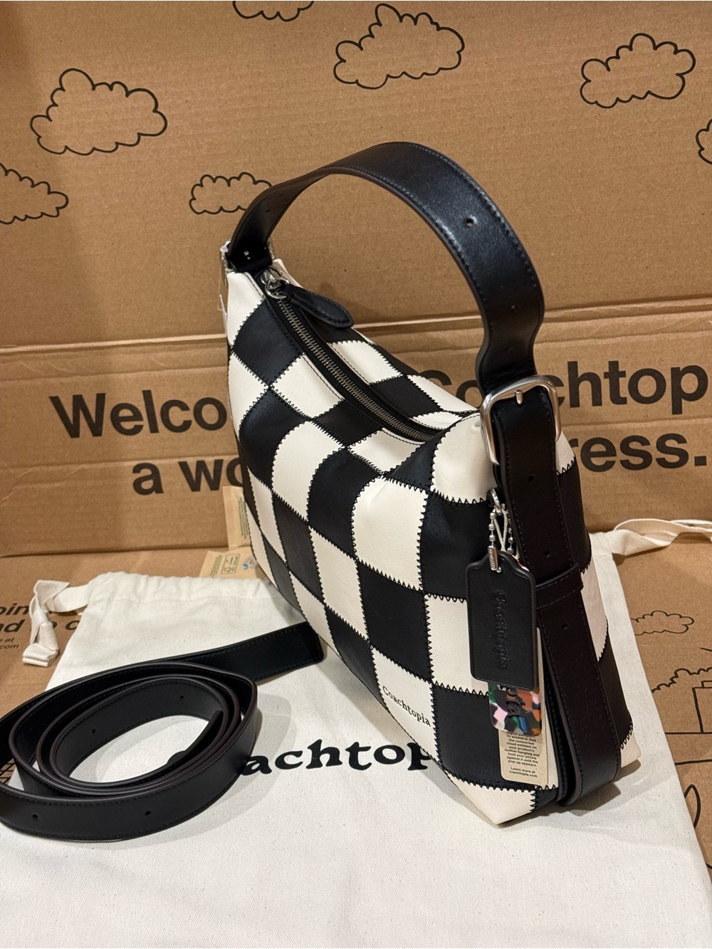 coach Alter/Ego Slouchy Shoulder Bag Black/Chalk CFI73 - Picture 4 of 11